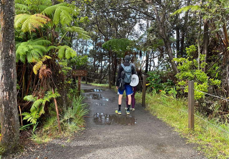 Couple hiking on Hawaii Volcanoes National Park