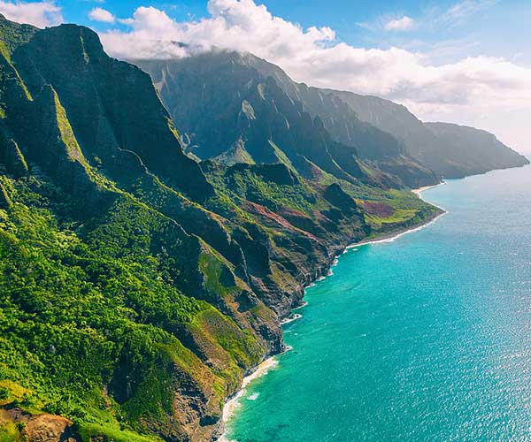 Hawaii Kauai landscape aerial view