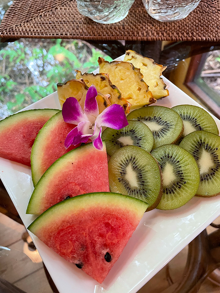 Fresh Fruit including Kiwi, watermelon, and Pineapple