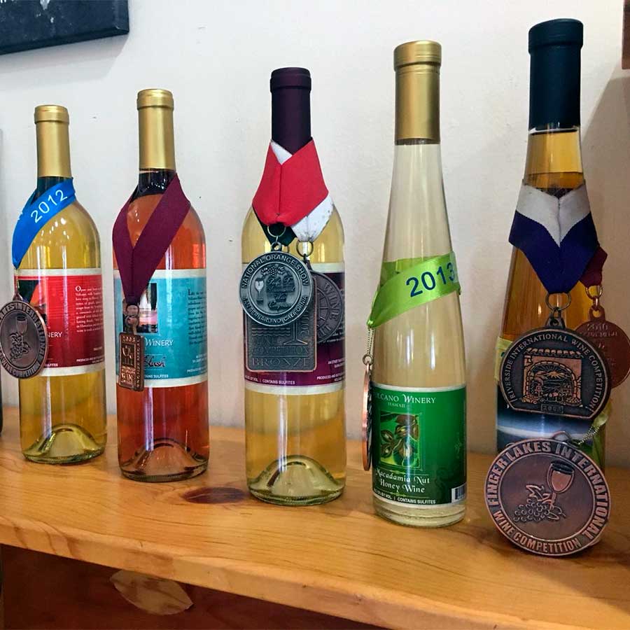 A selection of award winning wines from Volcano Winery