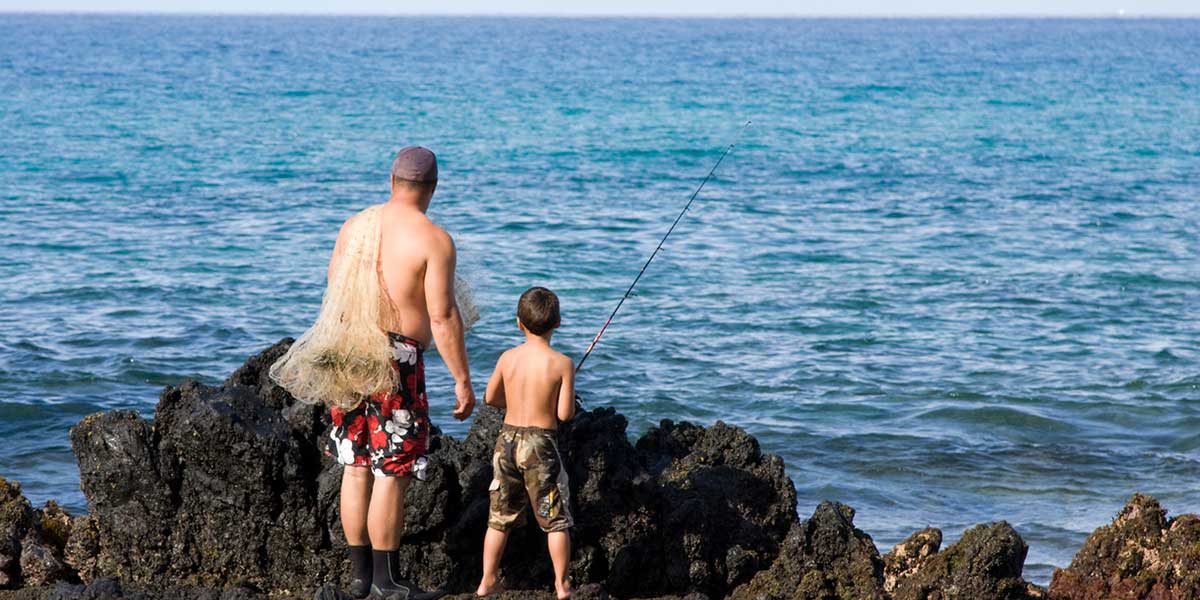 A father and his son on a Hawaii fishing adventure