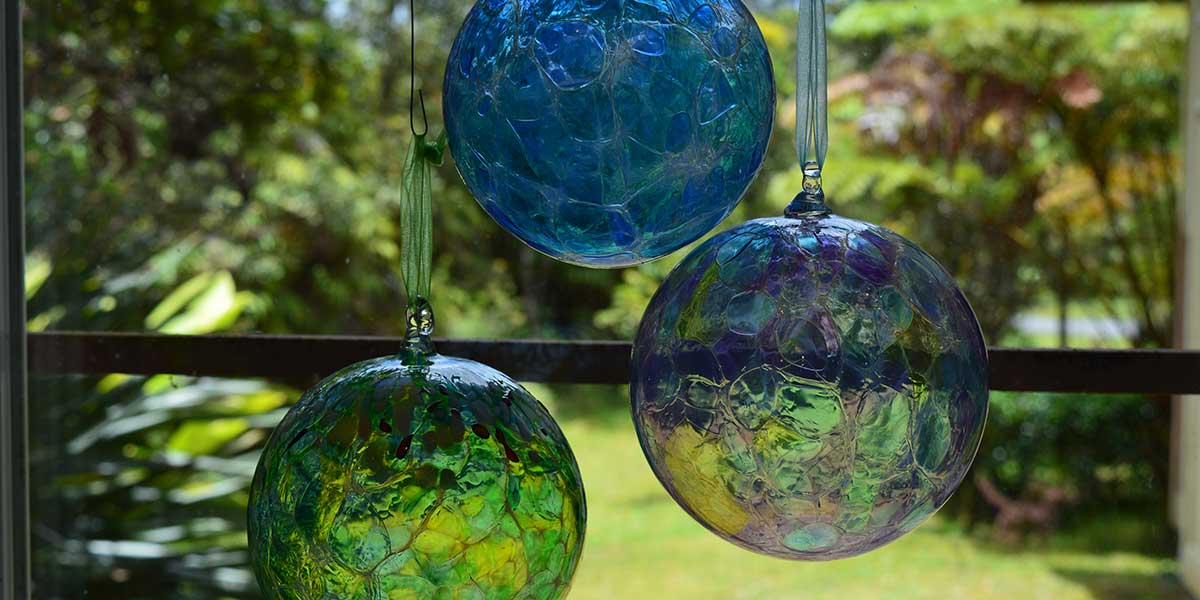 Colored glass hanging