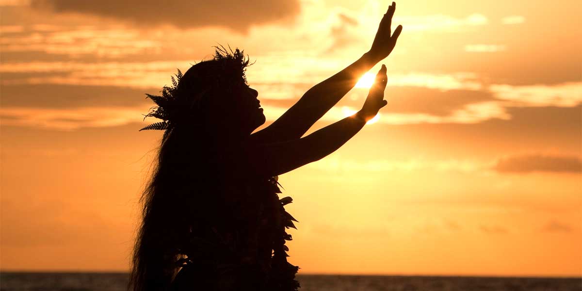 silhouette of a hula girl