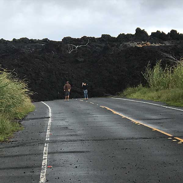 road blocked with lava