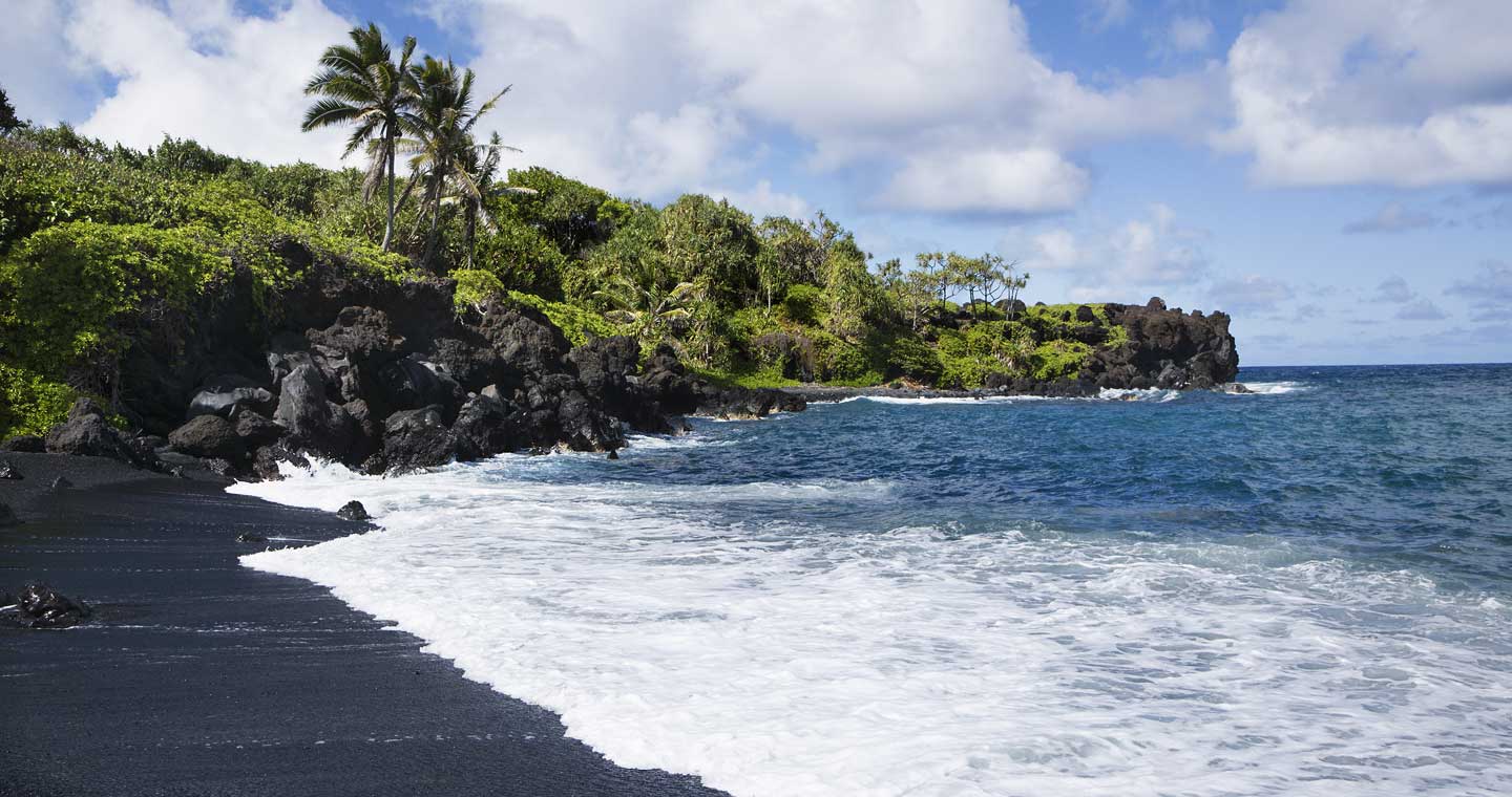 Black Sand Beach in Hawaii