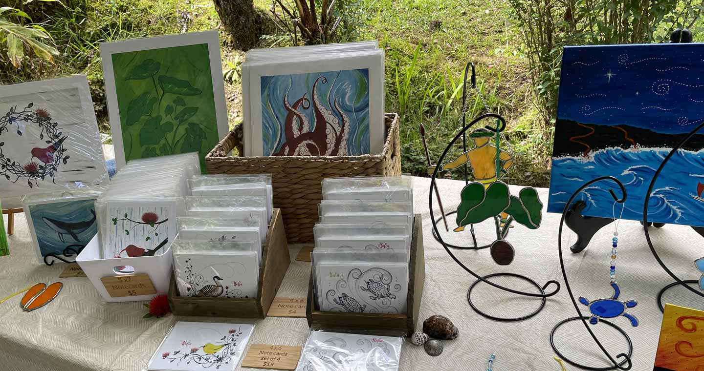 Local Art Display of printed cards On The Big Island