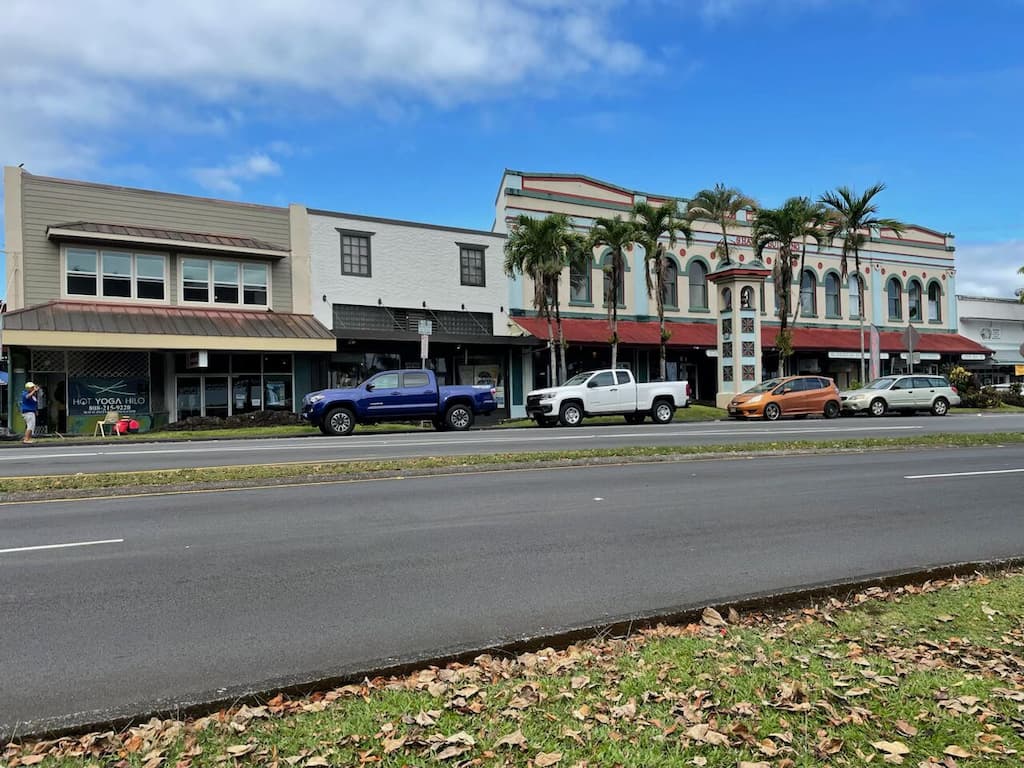 A row of shops in Hilo, Hawaii